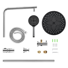 Irvine Round Twin Shower Set with 3-Function Hand Shower